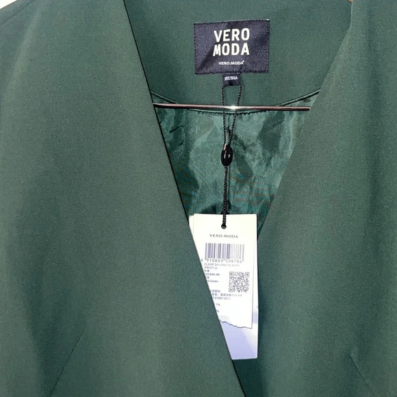 Vero Moda Dark Green 3/4 Sleeve Long Blazer, Women’s Size Medium - Picture 4 of 8